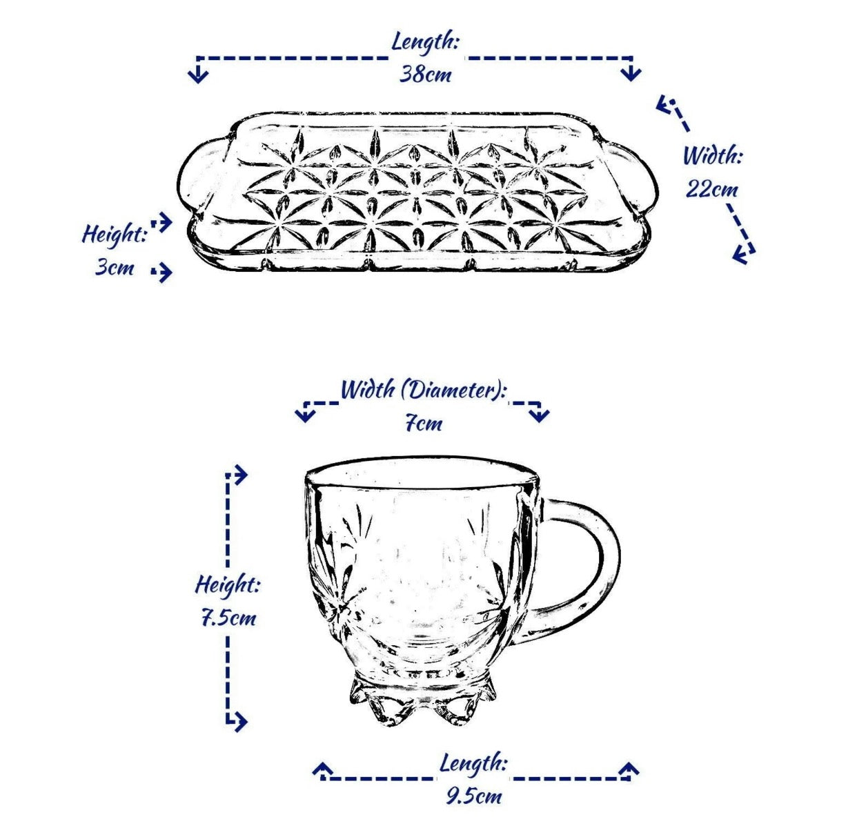 Delisoga Glass Mugs With Serving Tray For Tea/coffee Set Set Of 7 - Image 3