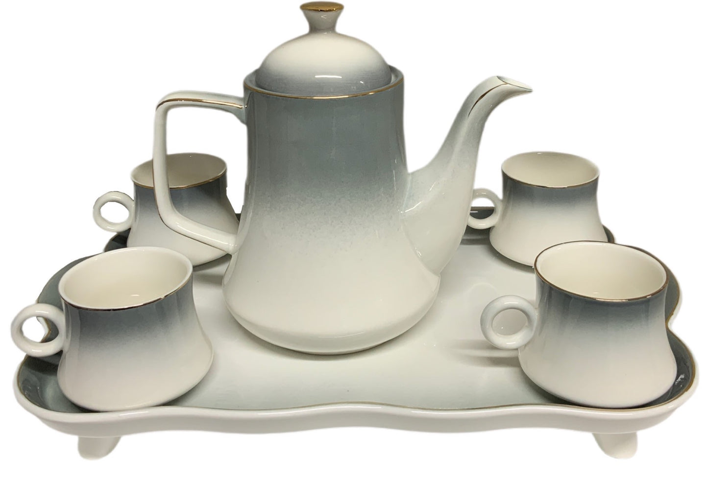 Procelain Tea Set With Tray Set Of 7 - Image 1