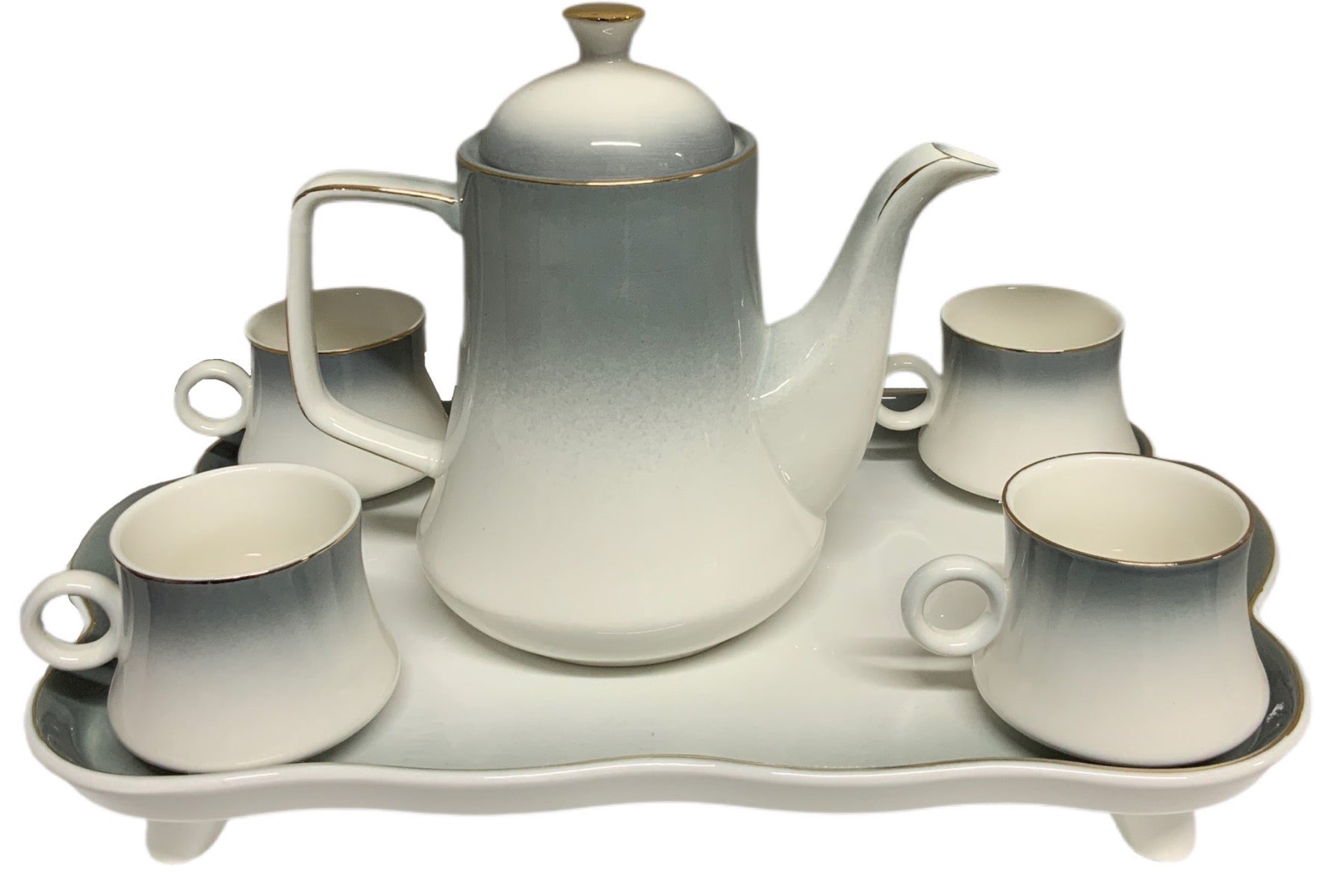 Procelain Tea Set With Tray Set Of 7 - Image 1