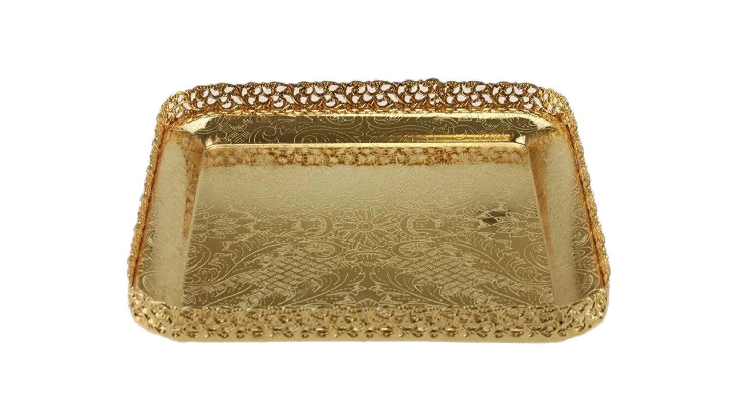 Gold Paandan Tray Square With Ball Feet Gold - Image 1