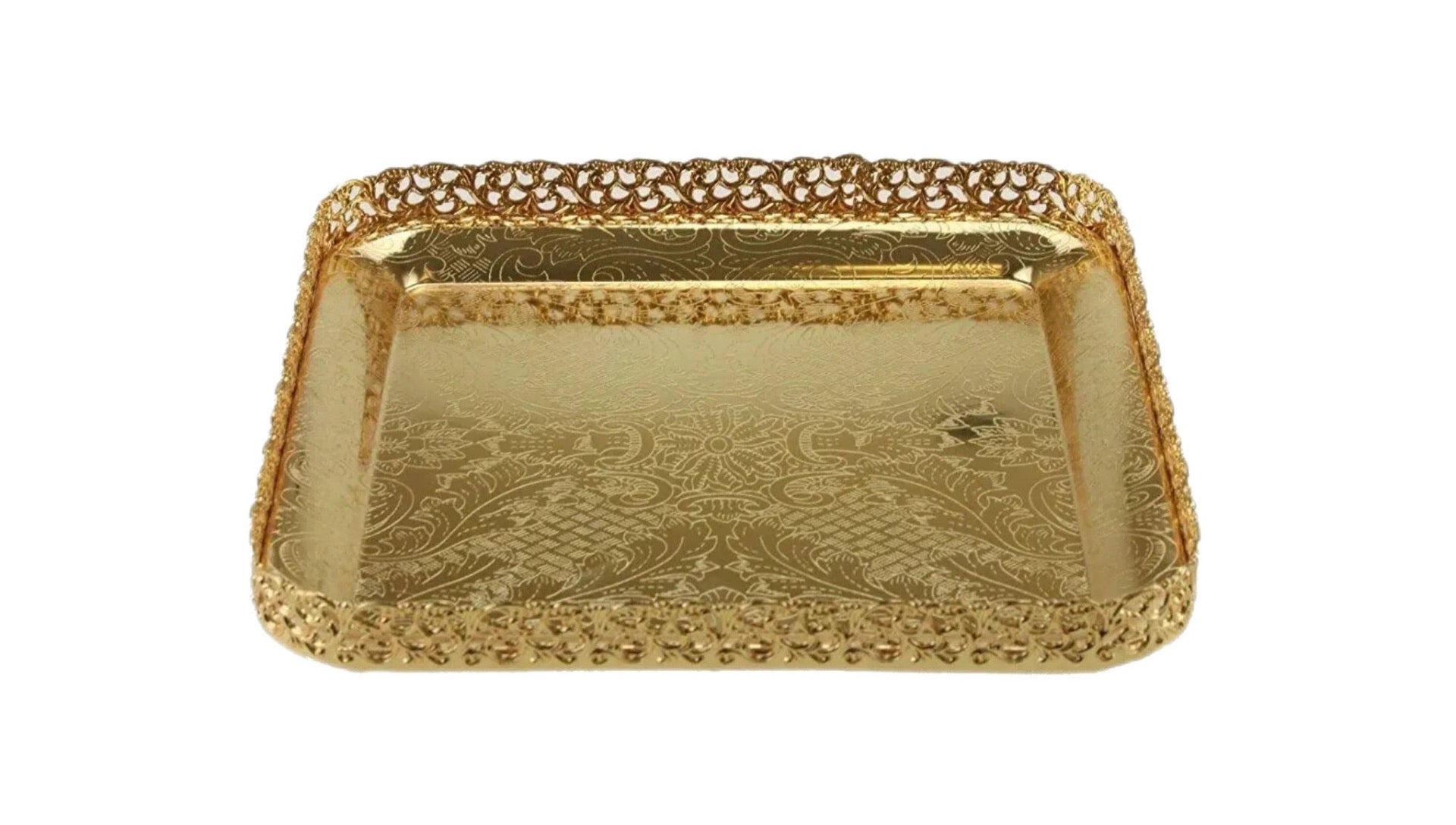 Gold Paandan Tray Square With Ball Feet Gold - Image 1