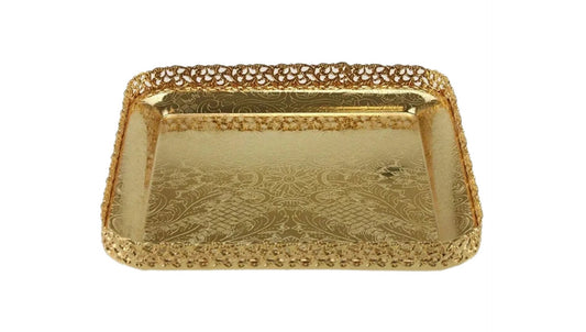 Gold Paandan Tray Square With Ball Feet Gold - Image 1