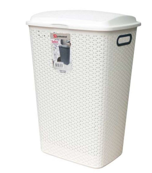 Plastic Rattan Hamper / Laundry Basket With Lid - Image 1