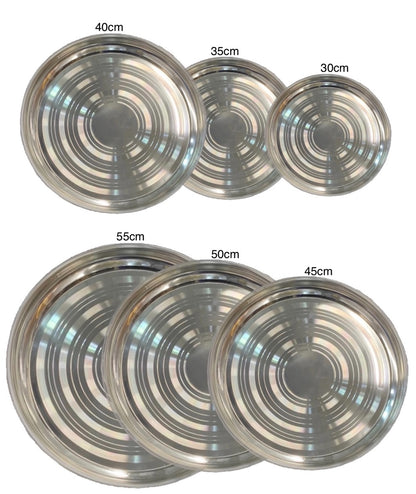 Stainless Steel Round Serving Tray Platter / Indian Thali THALI50CM 50cm - Image 2