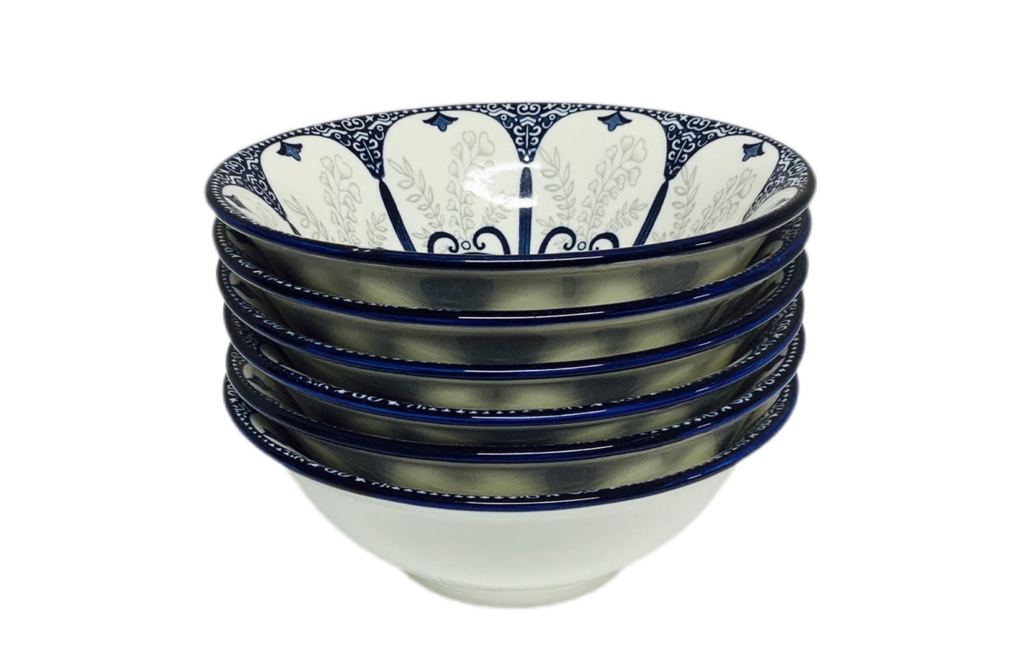 Cereal Bowl Blue Floral Pack Of 6 Blue 6inch - Image 3