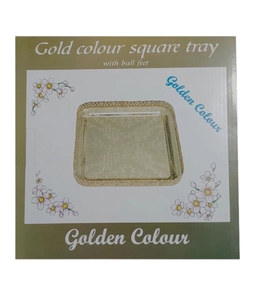 Gold Paandan Tray Square With Ball Feet Gold - Image 4