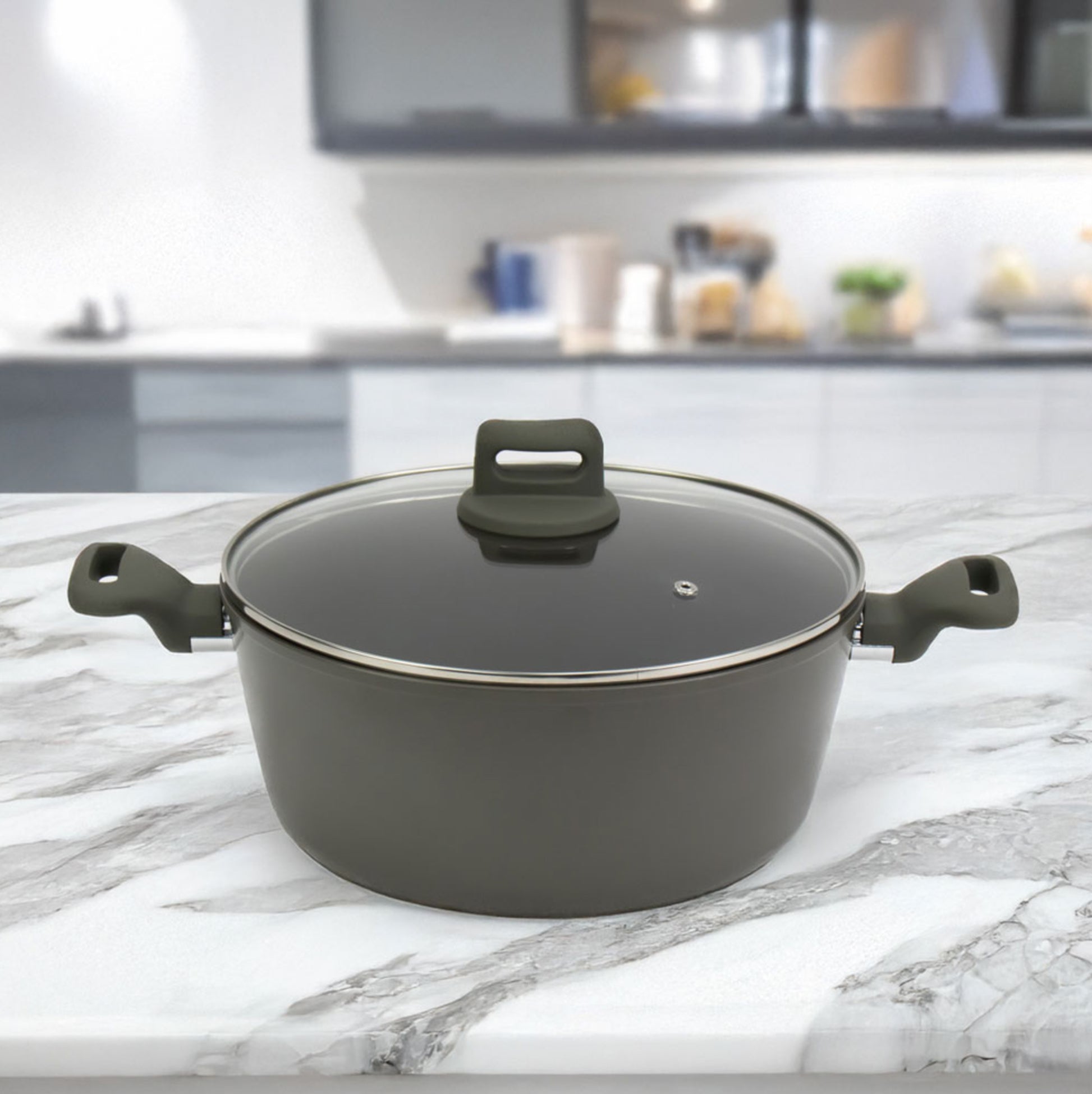 Zoya Stockpot Set With Glass Lid Forged Aluminium Body Ceramic Non Stick Coating Induction Ready - Image 5