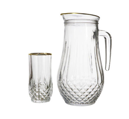 Concord Water Set With Gold Line Gold Set Of 7 - Image 1