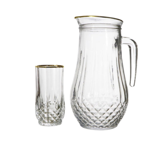 Concord Water Set With Gold Line Gold Set Of 7 - Image 1