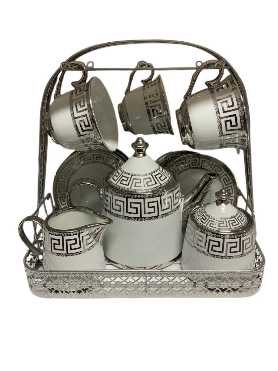Silver Tea Set With Stand SET15PC Silver Set Of 15 - Image 1