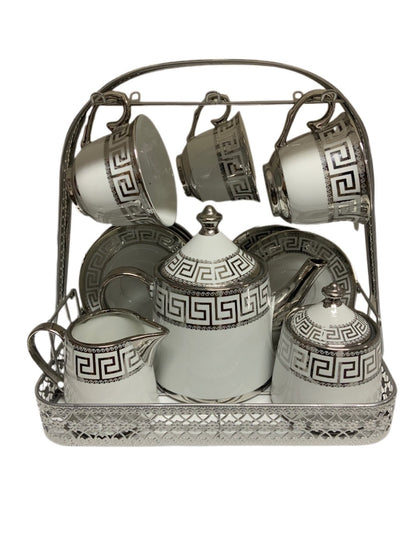Silver Tea Set With Stand SET15PC Silver Set Of 15 - Image 1
