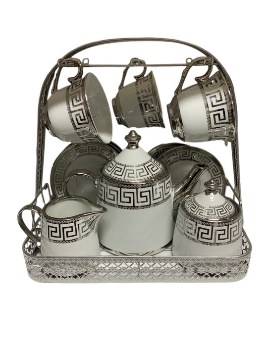 Silver Tea Set With Stand SET15PC Silver Set Of 15 - Image 1