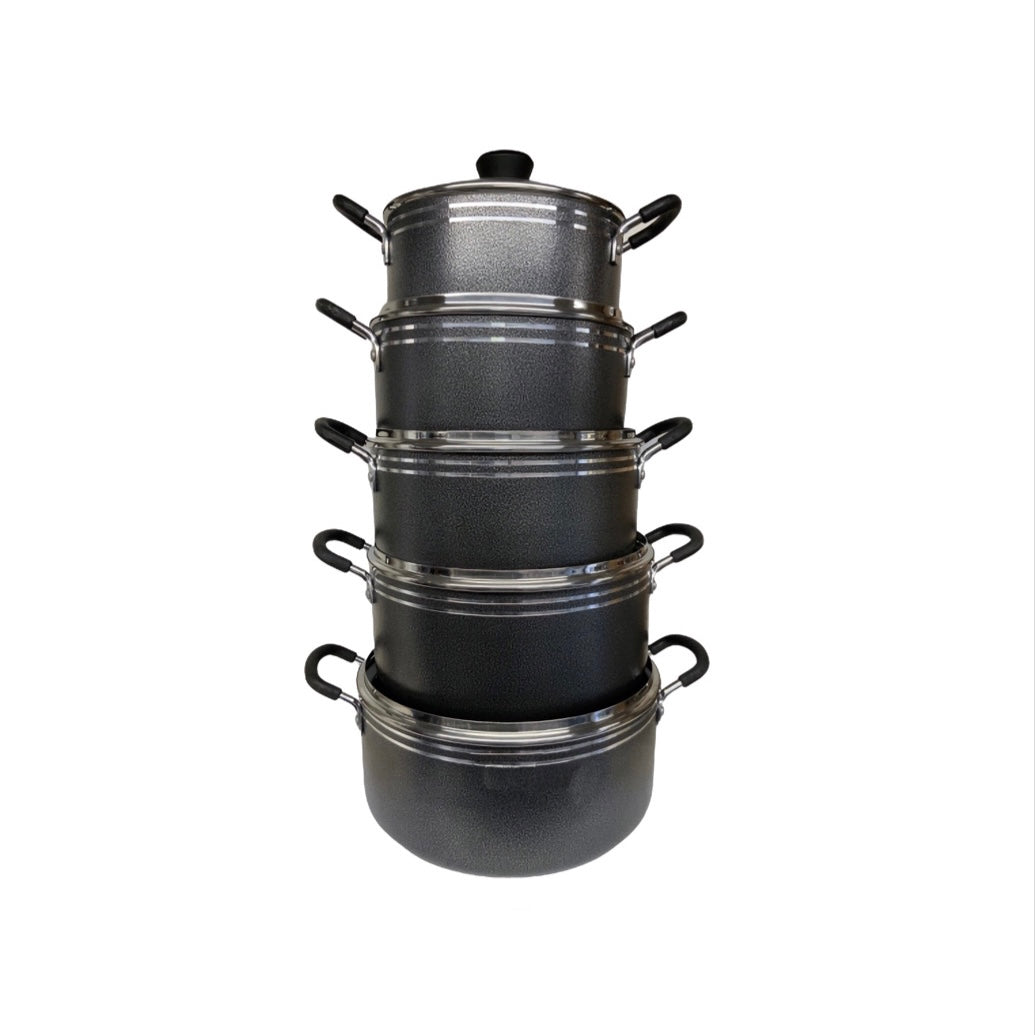 Mastercook Non Stick Aluminium Cookware Set With Glass Lids Set Of 5 - Image 1