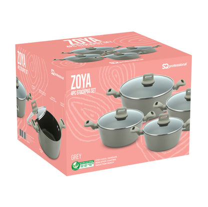 Zoya Stockpot Set With Glass Lid Forged Aluminium Body Ceramic Non Stick Coating Induction Ready - Image 13