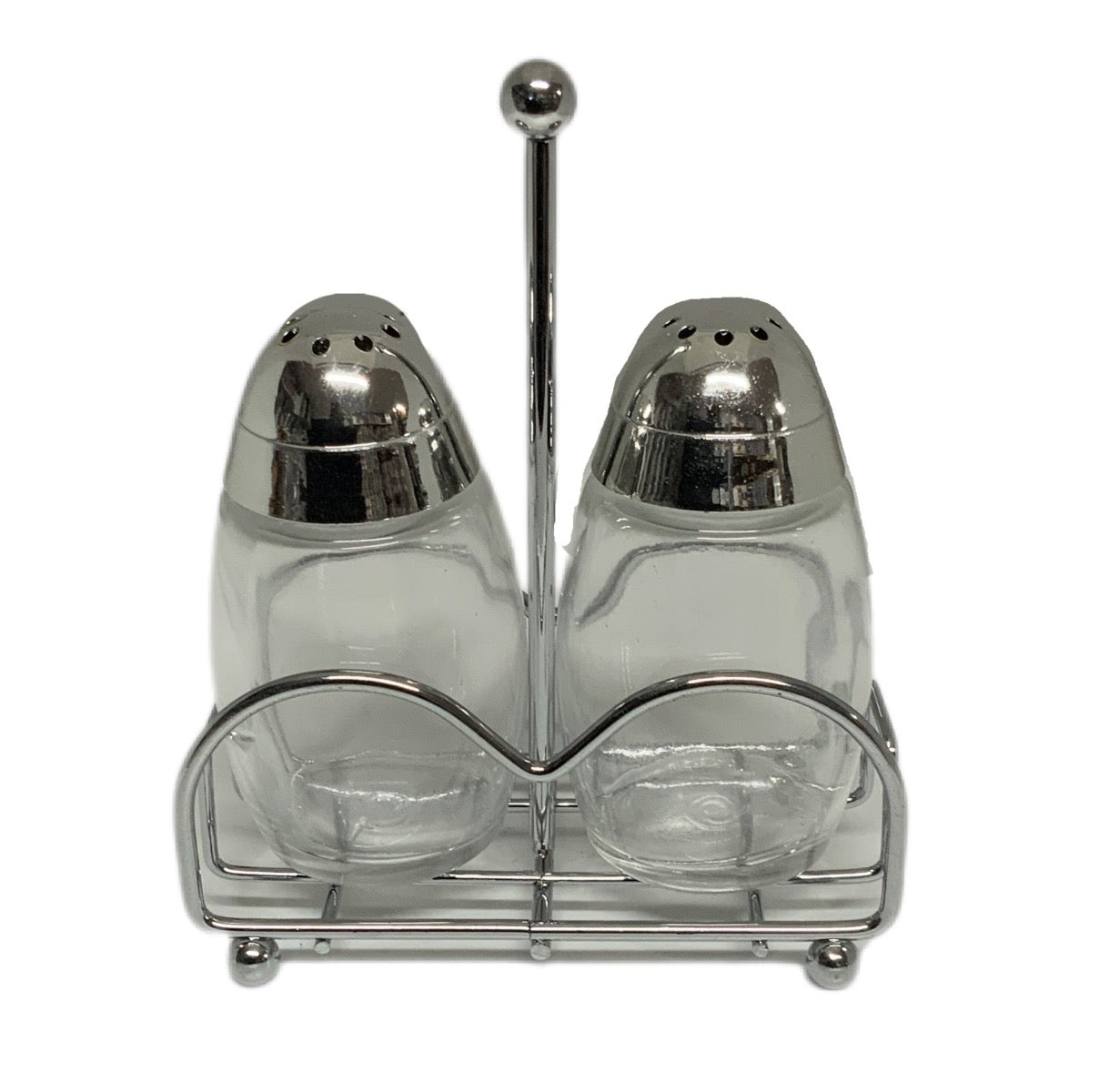 Salt And Pepper Set With Chrome Stand - Image 1