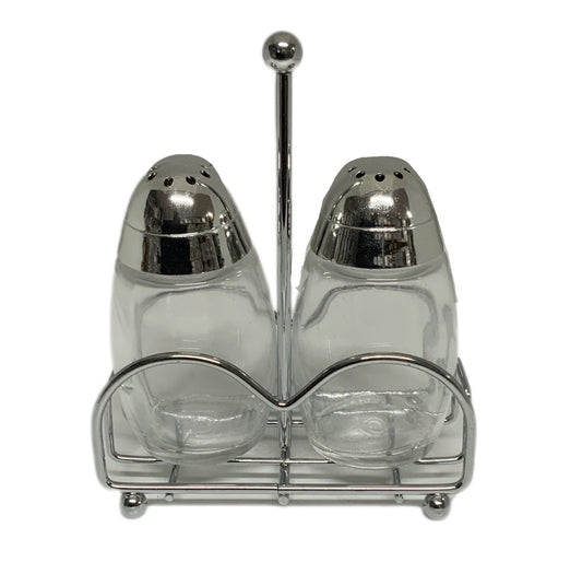 Salt And Pepper Set With Chrome Stand - Image 1