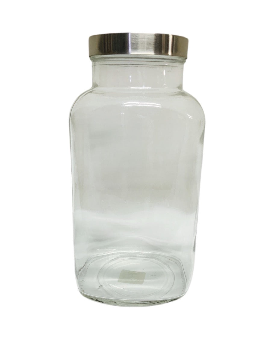 Square Glass Jar With Silver Lid LID3280ML Silver 3280ml - Image 1