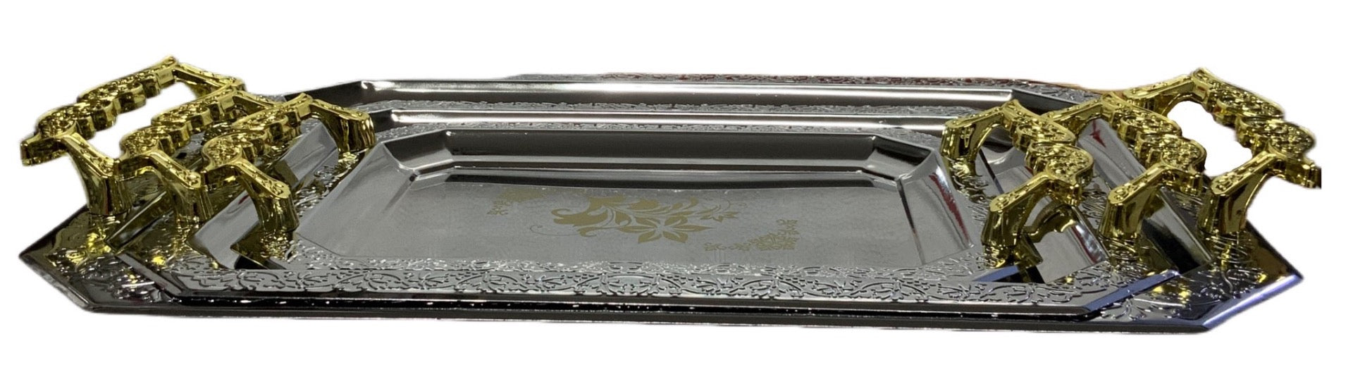 Silver Serving Tray Rectangle Silver Set Of 3 - Image 2