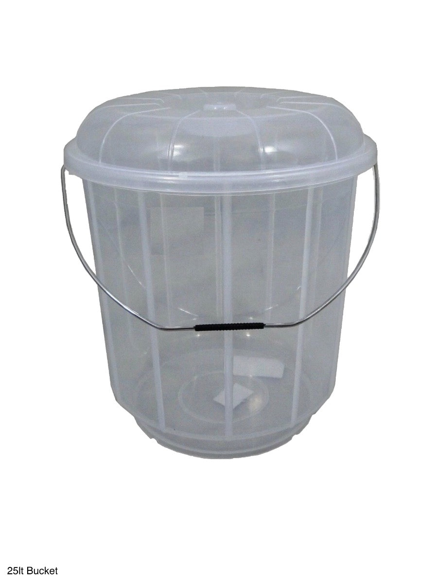 Round Clear Plastic Bucket With Lid NO3 Clear - Image 1