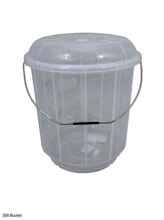 Round Clear Plastic Bucket With Lid NO3 Clear - Image 1
