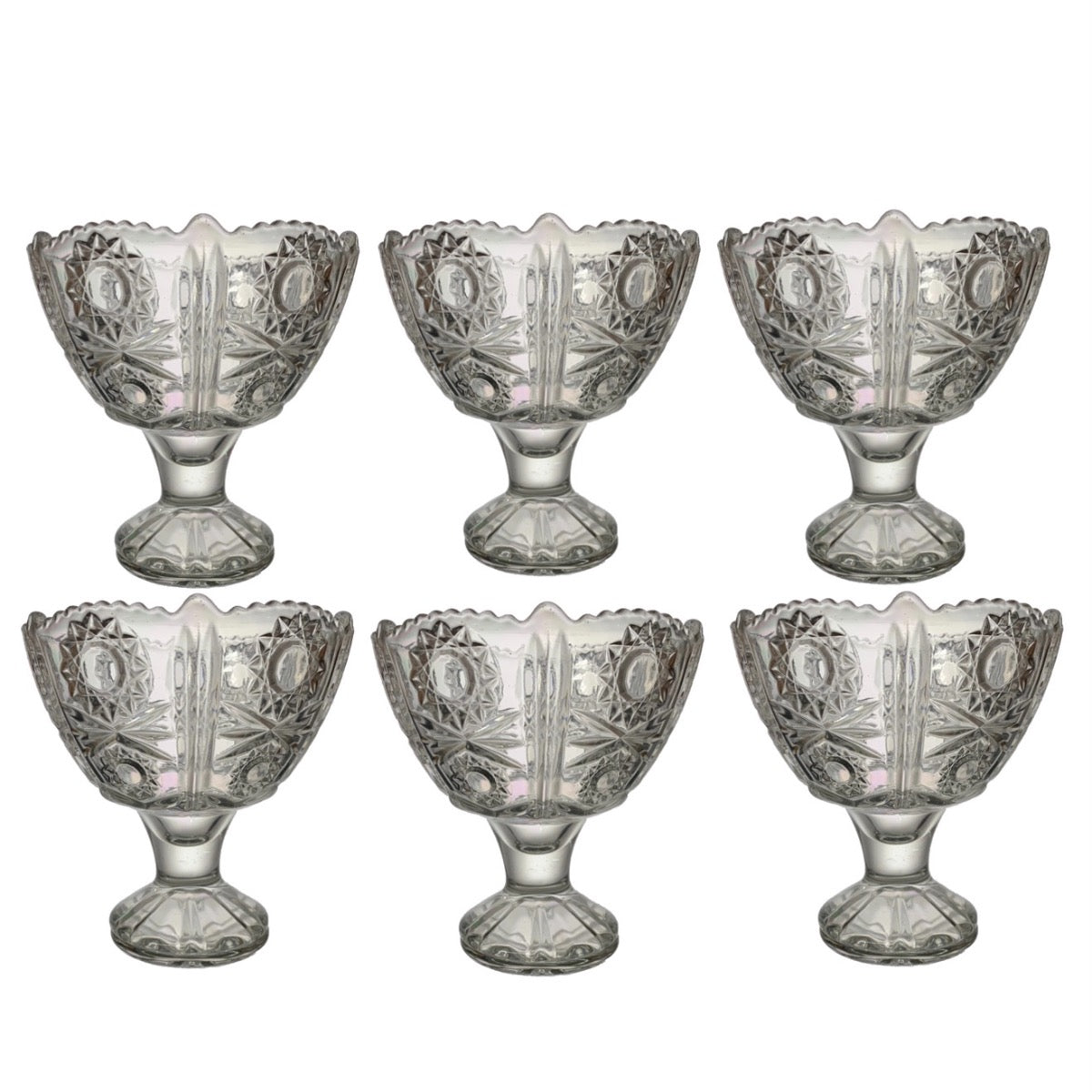 Footed Glass Ice Cream / Dessert Cups Pack Of 6 Cream - Image 2