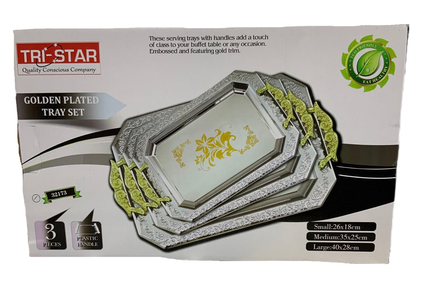 Silver Serving Tray Rectangle Silver Set Of 3 - Image 4