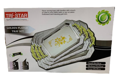 Silver Serving Tray Rectangle Silver Set Of 3 - Image 4