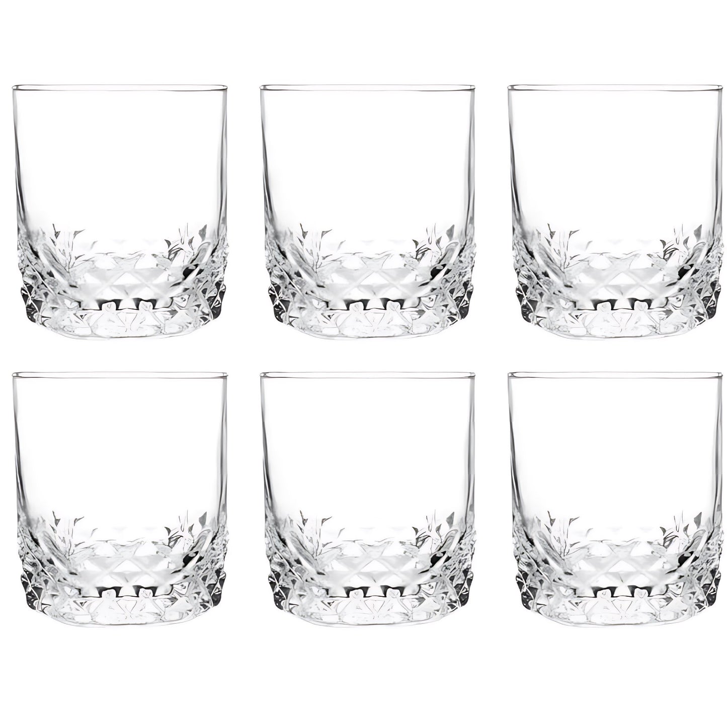 Glasses Clear Drinking Glasses Diamond Like Pattern Clear Set Of 6 320ml - Image 1