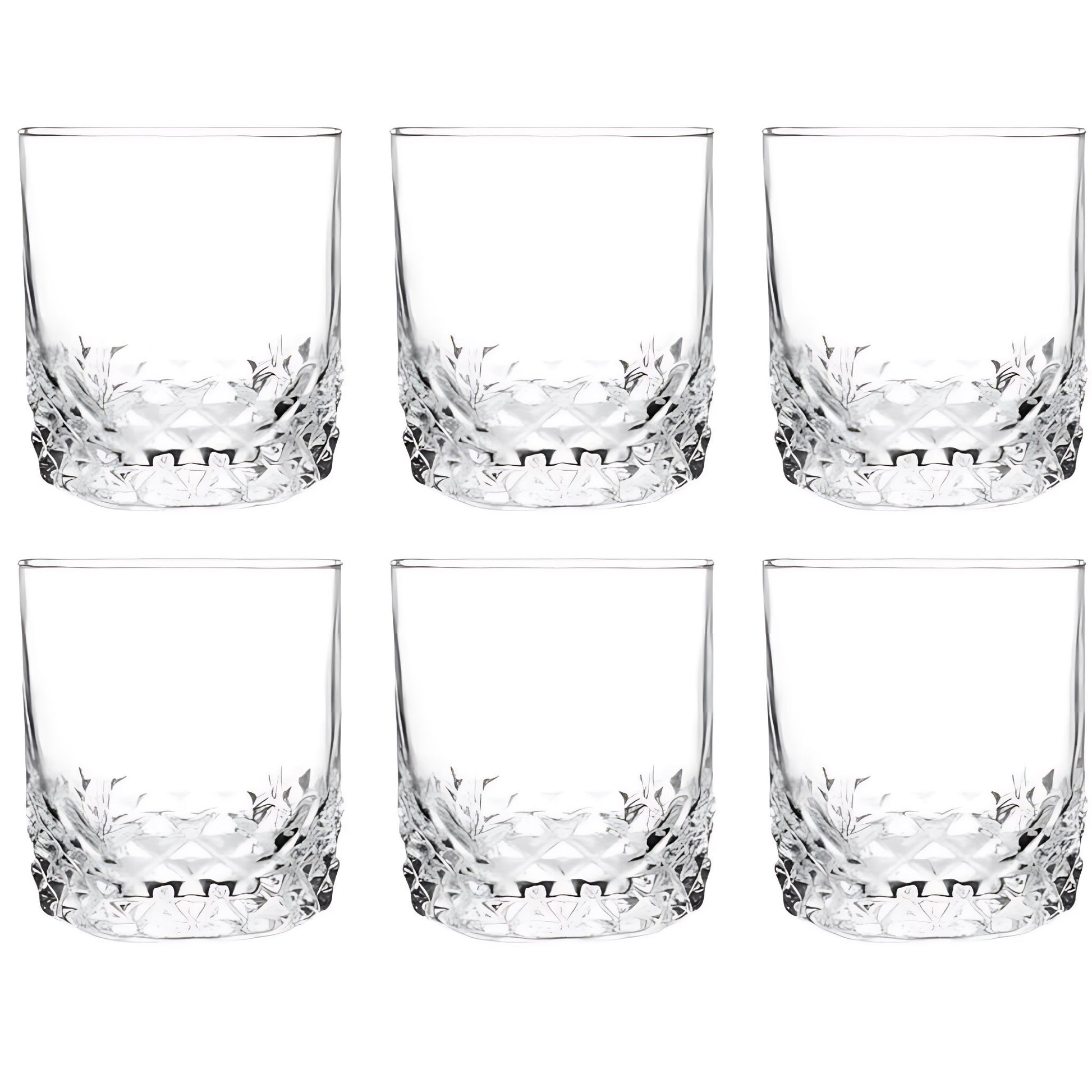 Glasses Clear Drinking Glasses Diamond Like Pattern Clear Set Of 6 320ml - Image 1