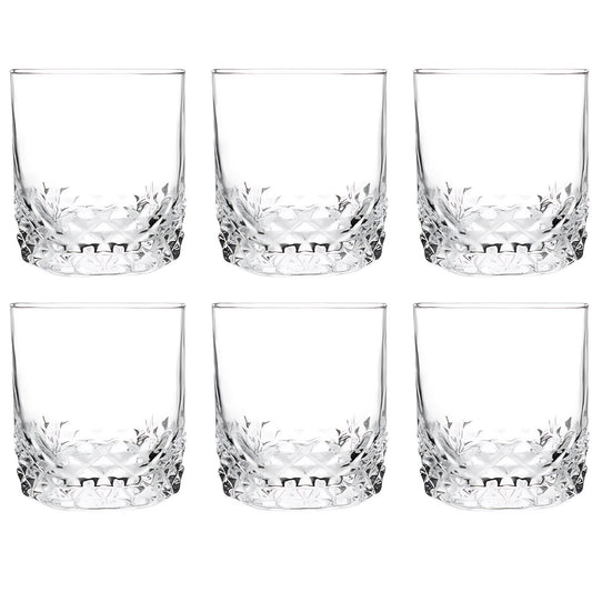Glasses Clear Drinking Glasses Diamond Like Pattern Clear Set Of 6 320ml - Image 1