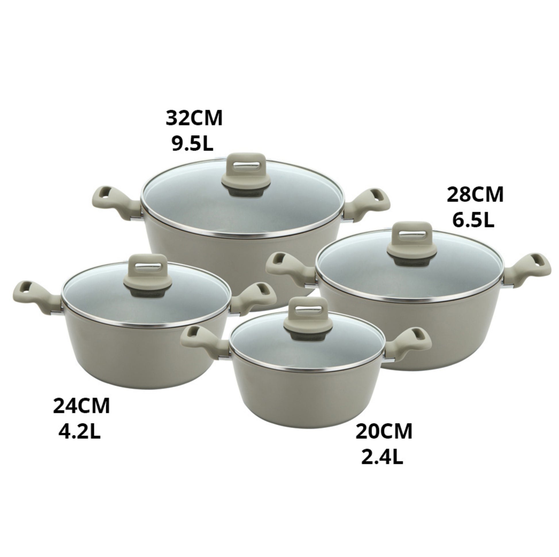 Zoya Stockpot Set With Glass Lid Forged Aluminium Body Ceramic Non Stick Coating Induction Ready - Image 11