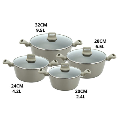 Zoya Stockpot Set With Glass Lid Forged Aluminium Body Ceramic Non Stick Coating Induction Ready - Image 11
