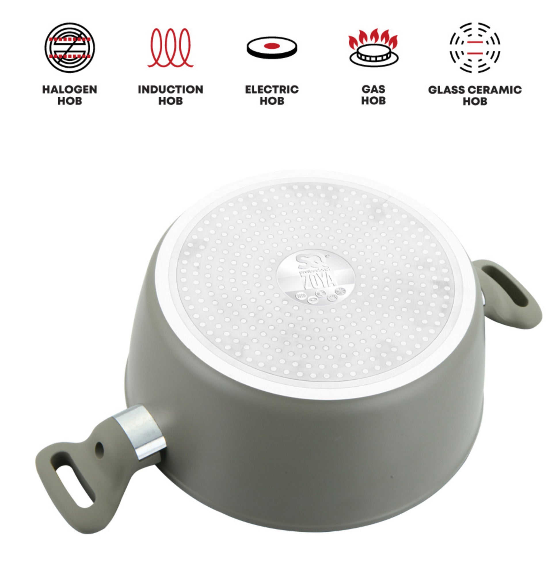 Zoya Stockpot Set With Glass Lid Forged Aluminium Body Ceramic Non Stick Coating Induction Ready - Image 3