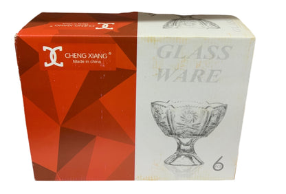 Footed Glass Ice Cream / Dessert Cups Pack Of 6 Cream - Image 1