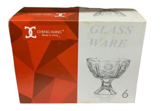 Footed Glass Ice Cream / Dessert Cups Pack Of 6 Cream - Image 1