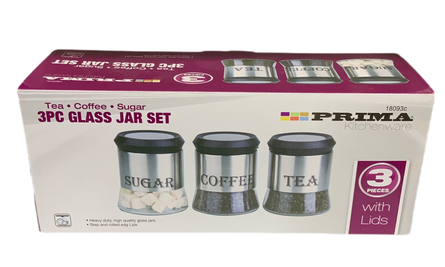 Glass Tea, Sugar, Coffee Canister Set Set Of 3 - Image 3