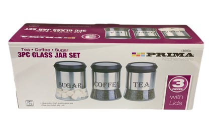 Glass Tea, Sugar, Coffee Canister Set Set Of 3 - Image 3