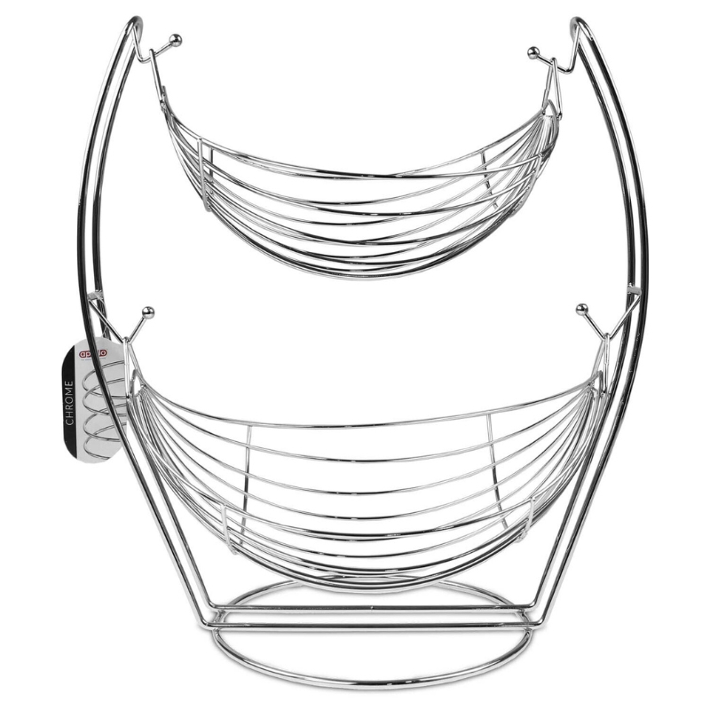 2 Tier Swing Fruit Basket Chrome - Image 1