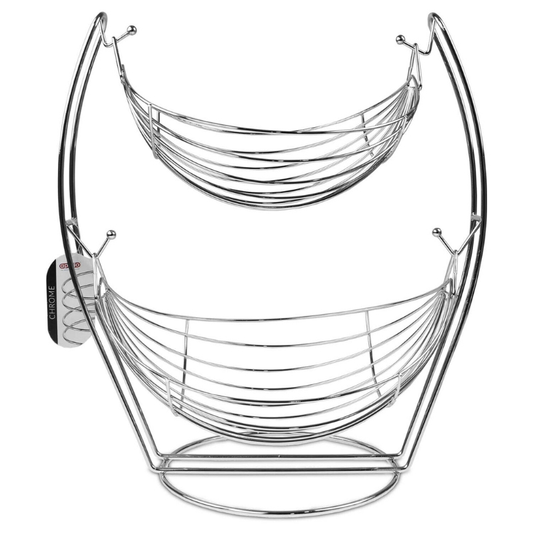 2 Tier Swing Fruit Basket Chrome - Image 1