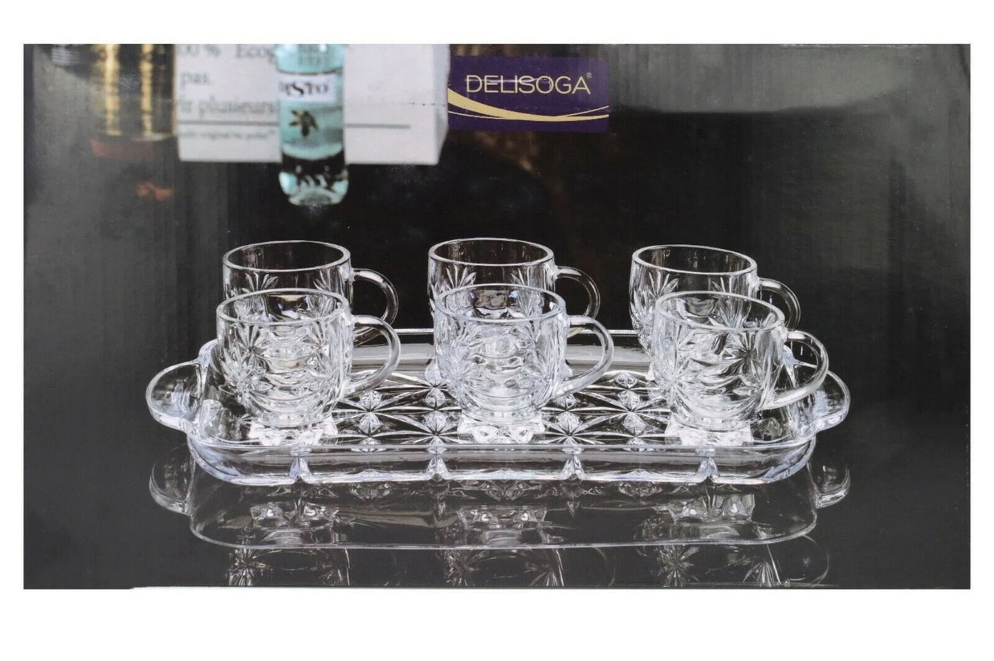 Delisoga Glass Mugs With Serving Tray For Tea/coffee Set Set Of 7 - Image 1
