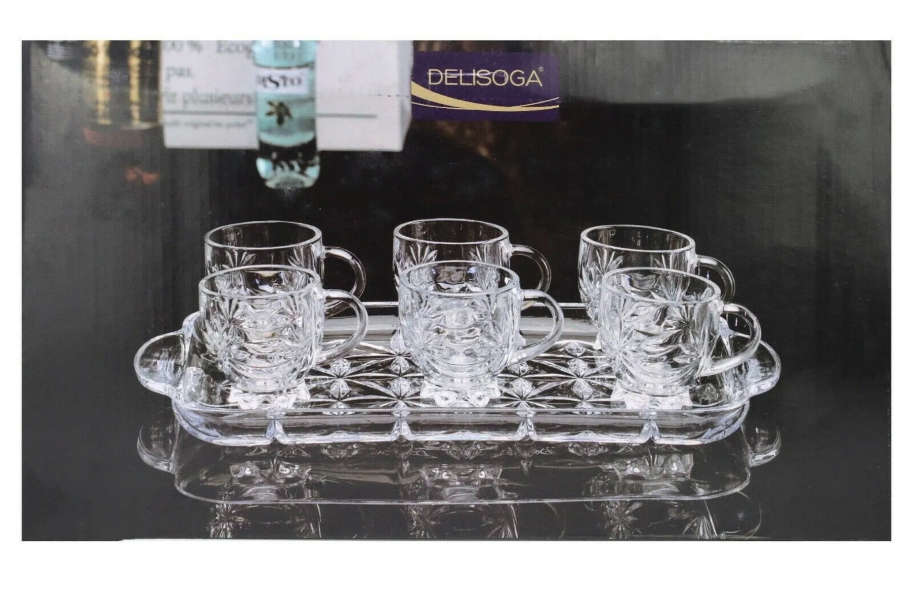 Delisoga Glass Mugs With Serving Tray For Tea/coffee Set Set Of 7 - Image 1