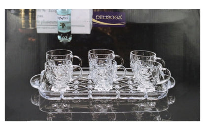 Delisoga Glass Mugs With Serving Tray For Tea/coffee Set Set Of 7 - Image 1