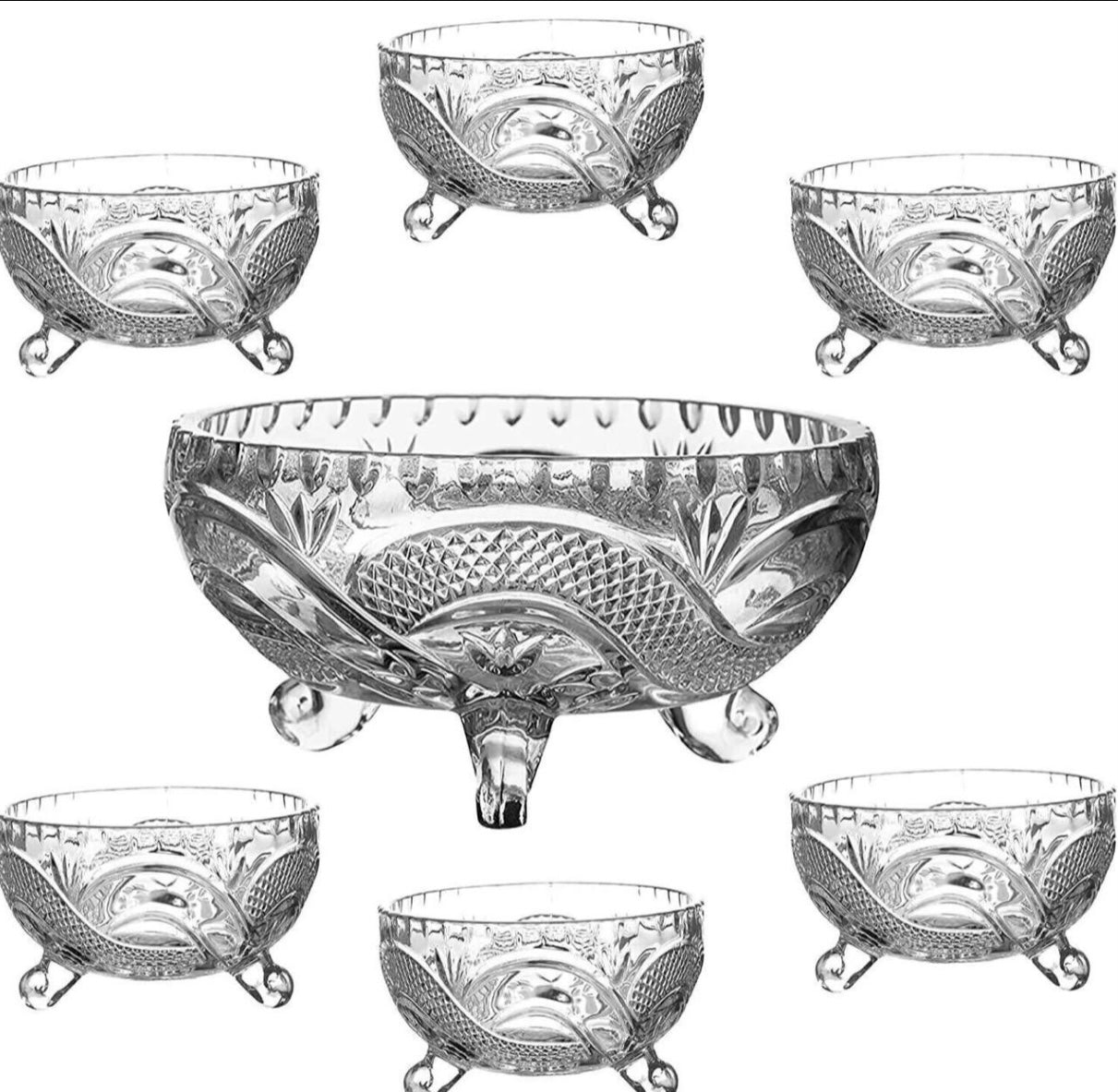 Deli Crystal Footed Custard Set Pearls - Image 1