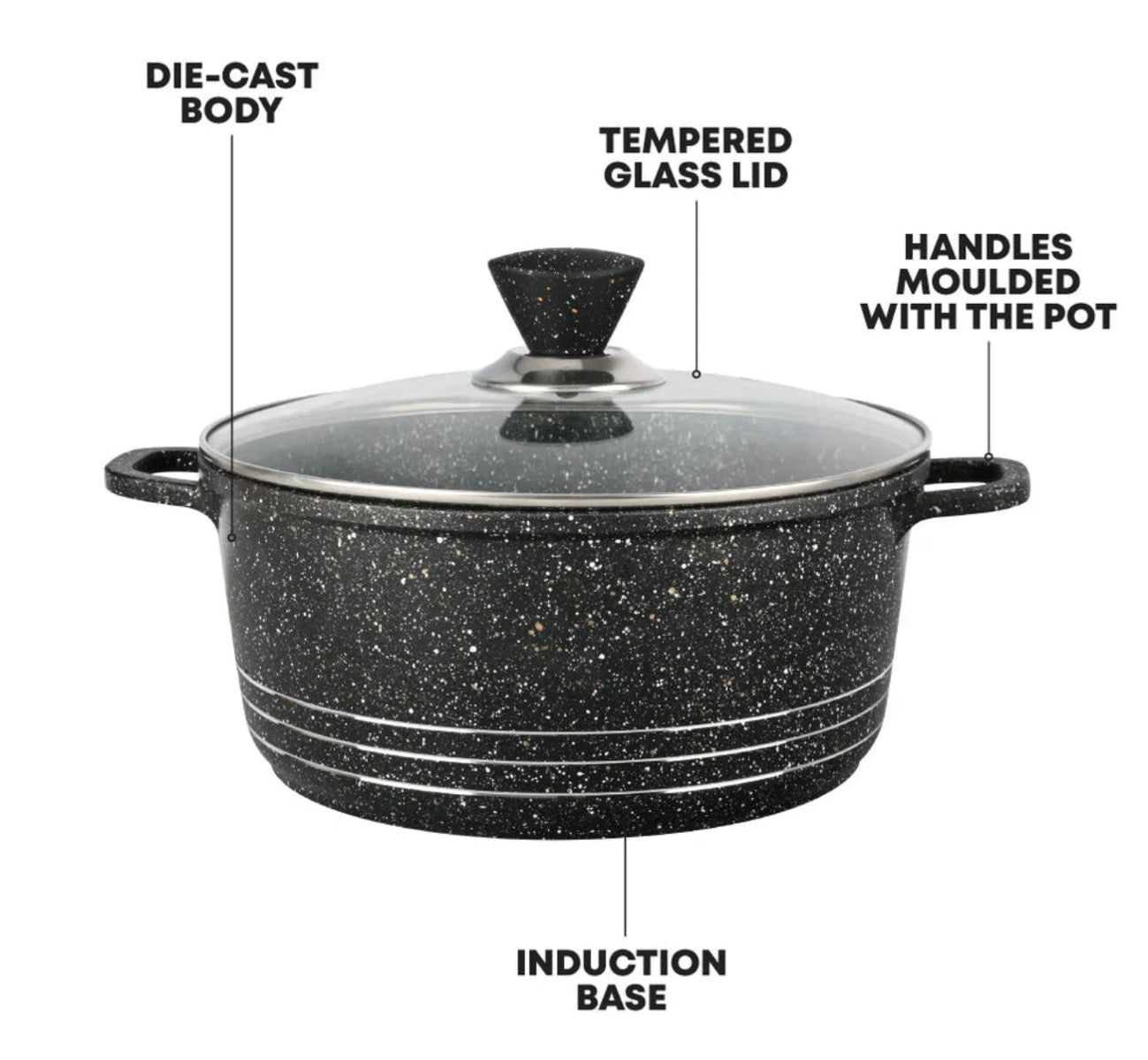 Black Marbell Die Cast Non Stick Pan Set Black Set Of 4 - Image 7