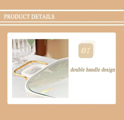 Medium Ceramic Chafing Dish Food Warmer With Glass Lid - Image 3