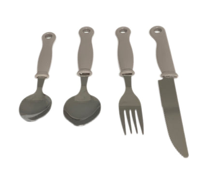 Light Grey Cutlery Set With Stand SET24PC Grey Set Of 24 - Image 3