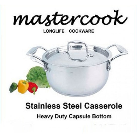 Mastercook Stainless Steel Casserole Cookware Pot With Lid LID20CM 20cm - Image 2