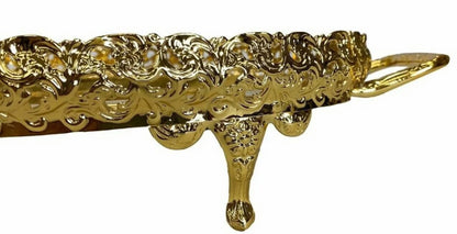 Golden Oval Paandan Tray With Ball Feet And Handle - Image 3