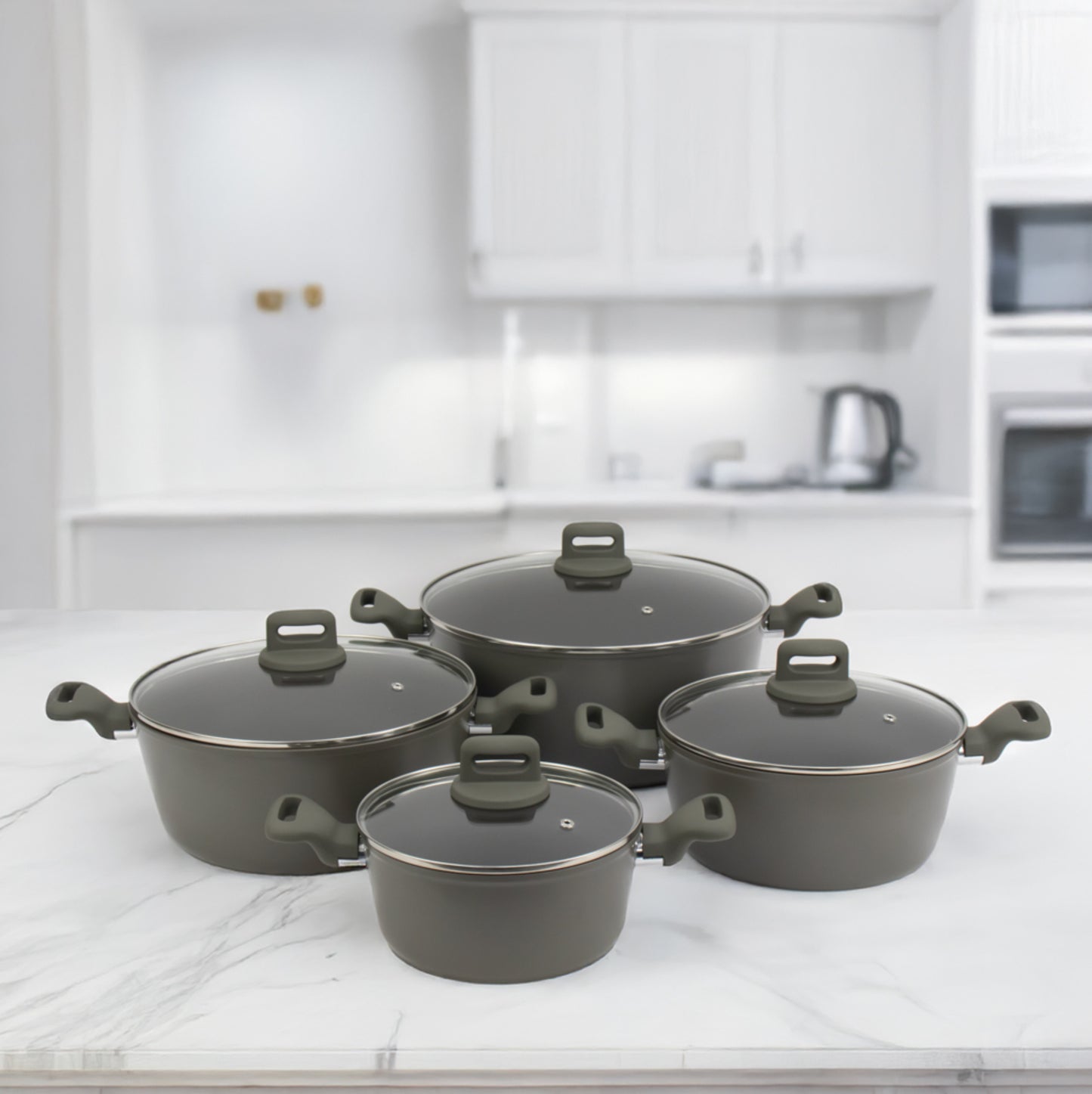 Zoya Stockpot Set With Glass Lid Forged Aluminium Body Ceramic Non Stick Coating Induction Ready - Image 3