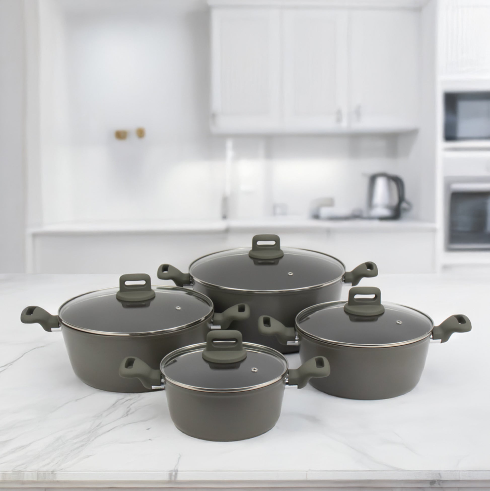 Zoya Stockpot Set With Glass Lid Forged Aluminium Body Ceramic Non Stick Coating Induction Ready - Image 3